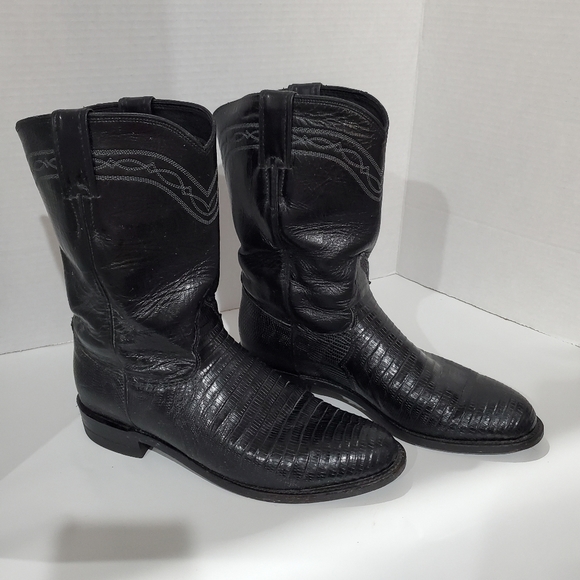 Justin Cowgirl Boots 👢 Lizzard 🦎 and Kid Skin Size 8 B Ladies L👀K - Picture 2 of 12